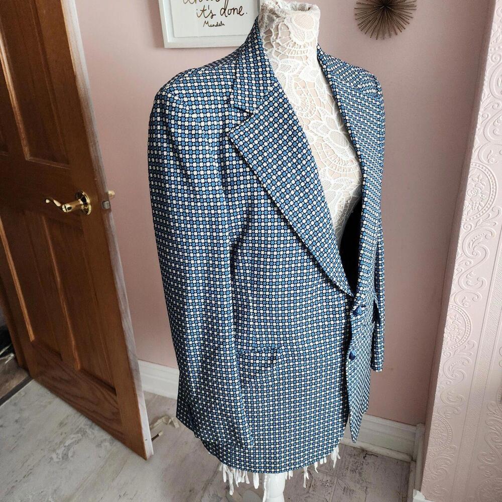 Vintage EUC Monte Factor Jerry Rothschild blue unique blazer jacket  L xl